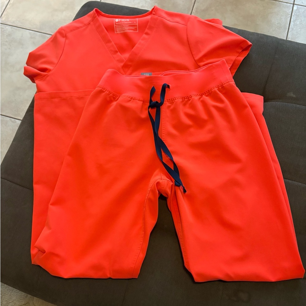 Fiery Coral Catarina- One-Pocket Top/ High Waisted Livingston- Petite basic